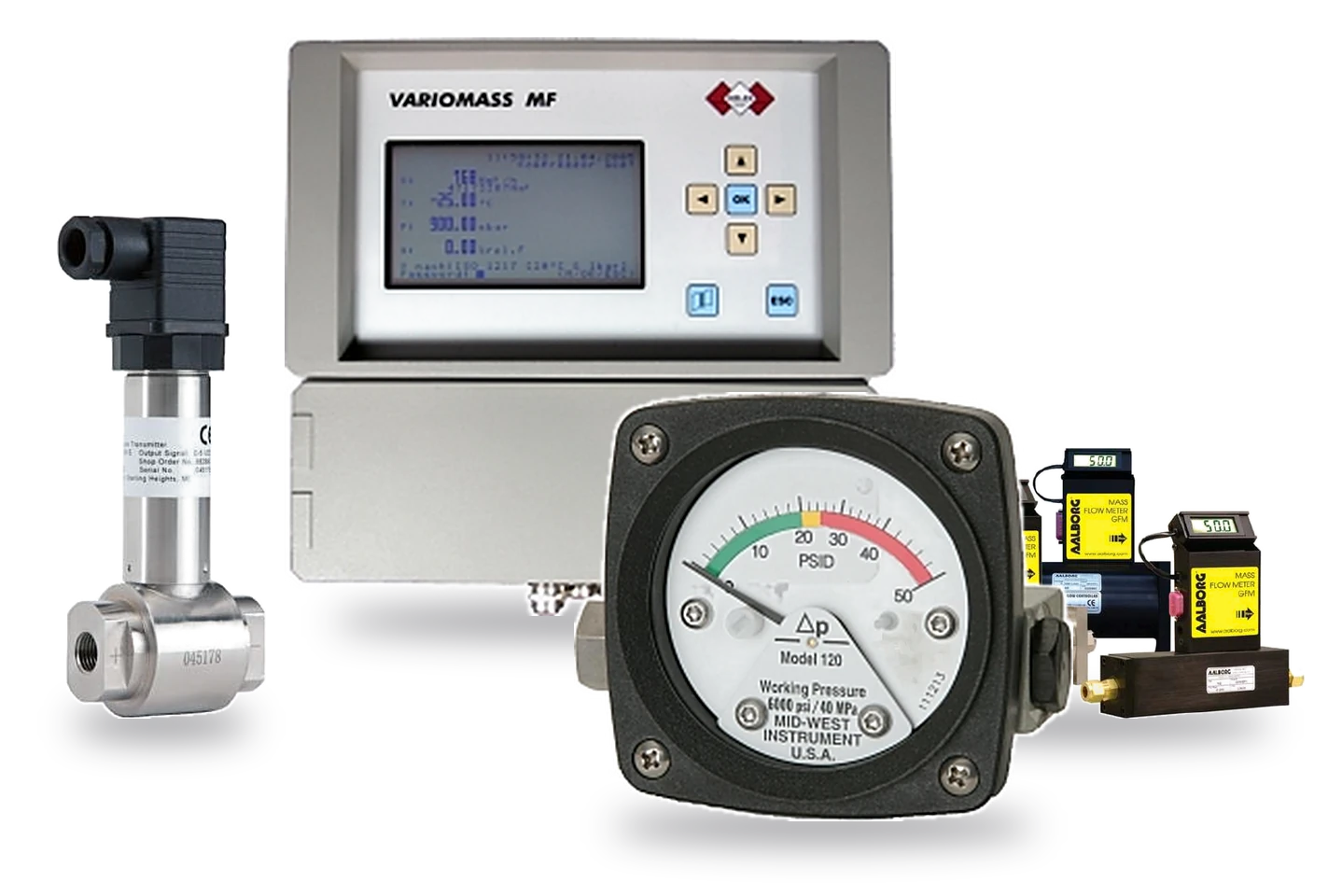 dielen-hero-produkte Messgeräte der DIELEN GmbH: Differenzdrucktransmitter, VARIOMASS Druckluftzähler, Mid-West Differenzdruckmanometer und AALBORG Durchflussmesser